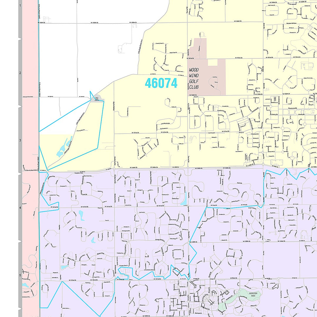 Premium Style Wall Map of Carmel, IN