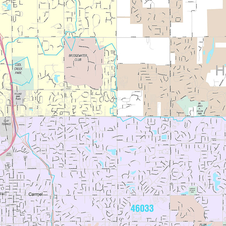 Premium Style Wall Map of Carmel, IN
