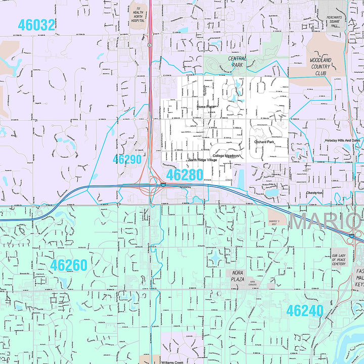 Premium Style Wall Map of Carmel, IN