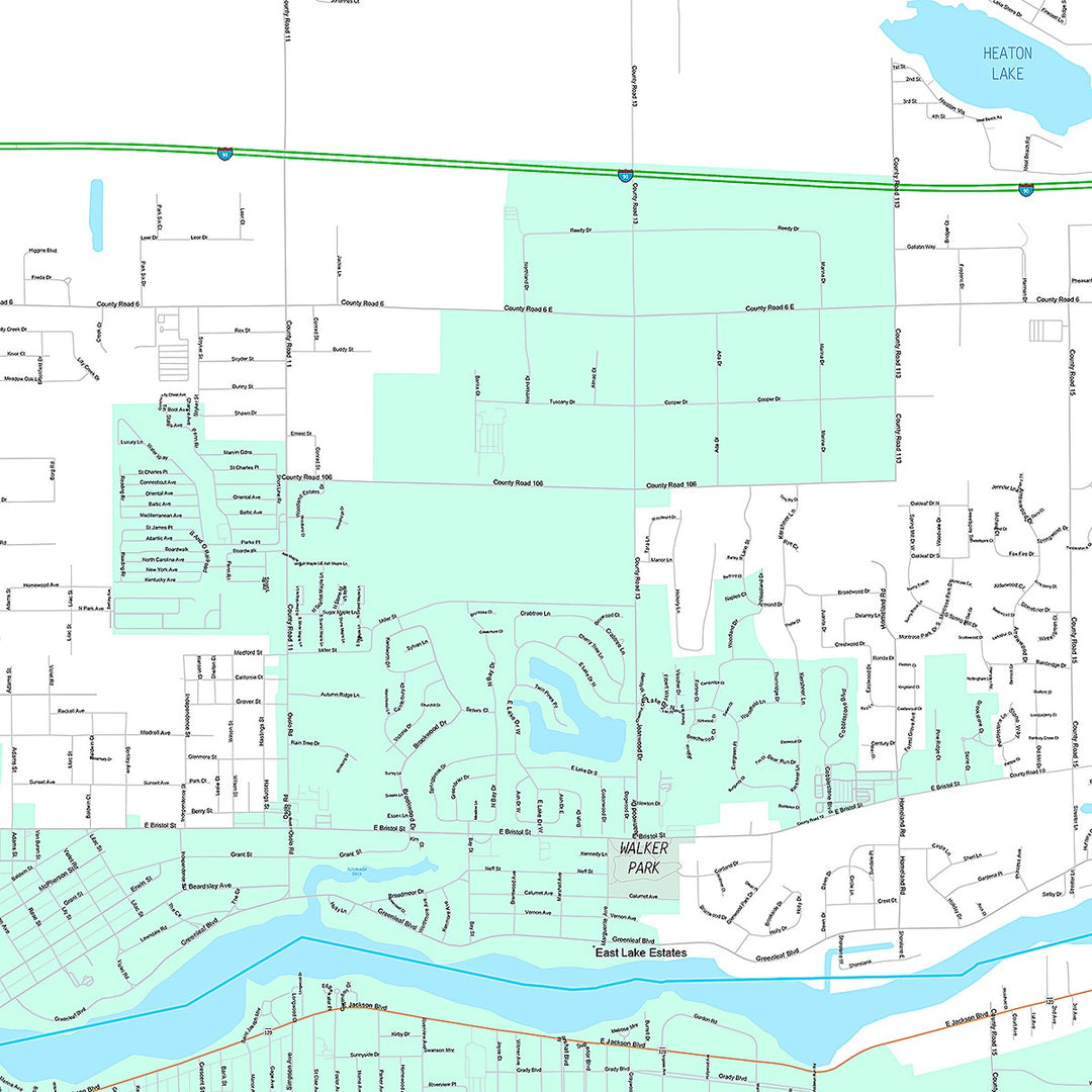 Premium Style Wall Map of Elkhart, IN