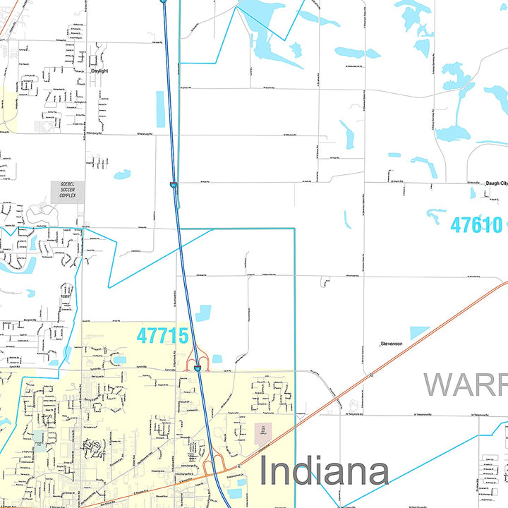 Premium Style Wall Map of Evansville, IN