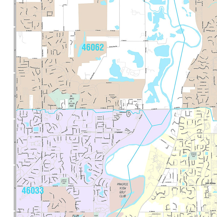 Premium Style Wall Map of Fishers, IN