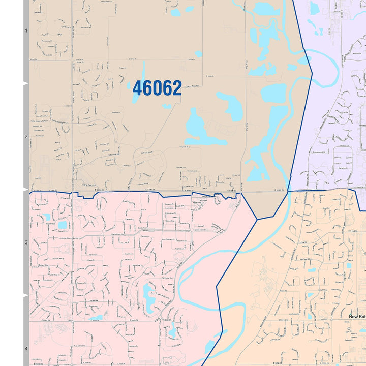 Color Cast Wall Map of Fishers, IN
