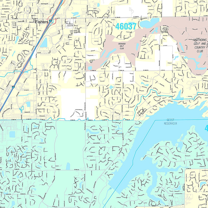Premium Style Wall Map of Fishers, IN