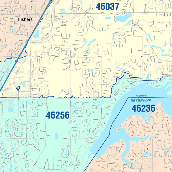 Color Cast Wall Map of Fishers, IN