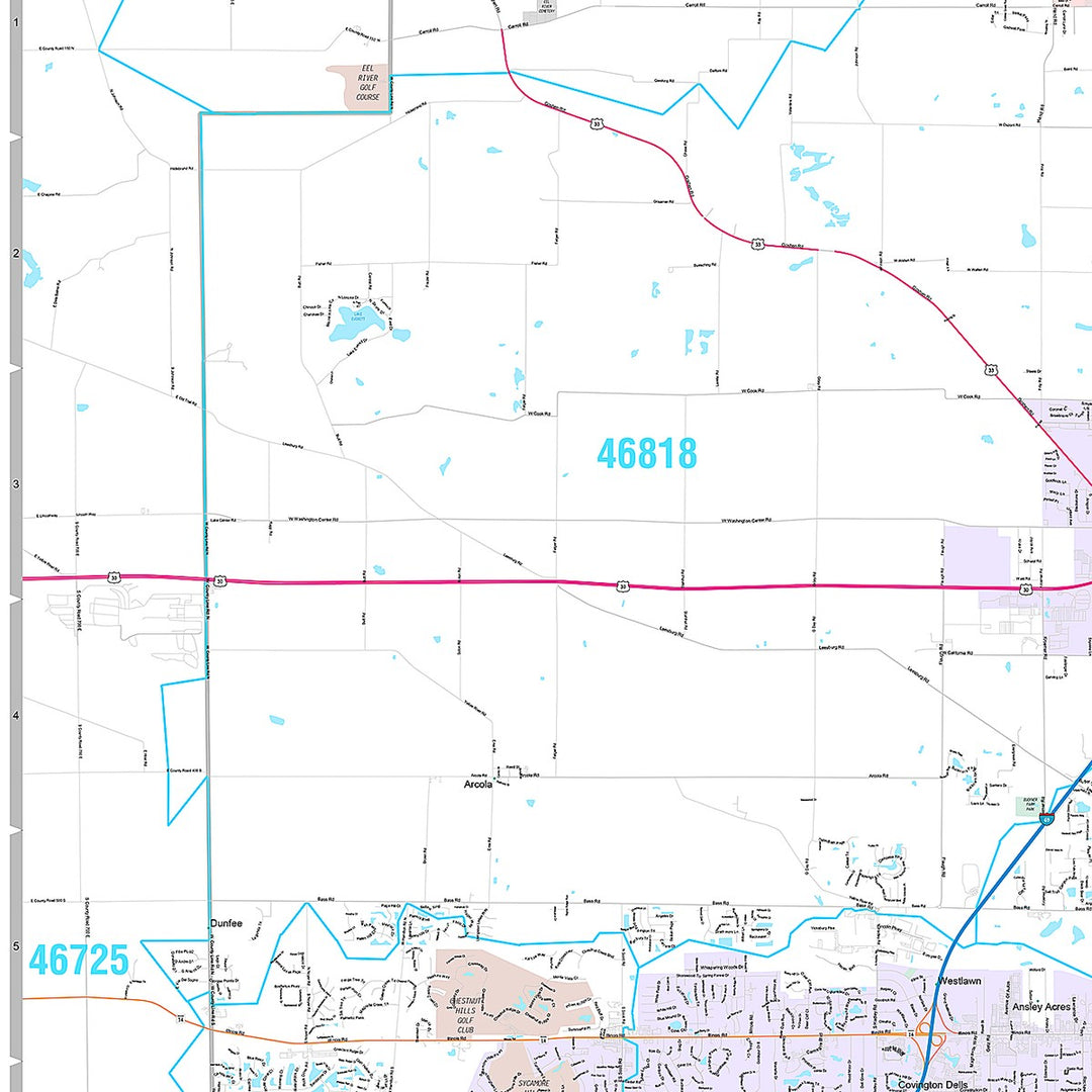 Premium Style Wall Map of Fort Wayne IN.