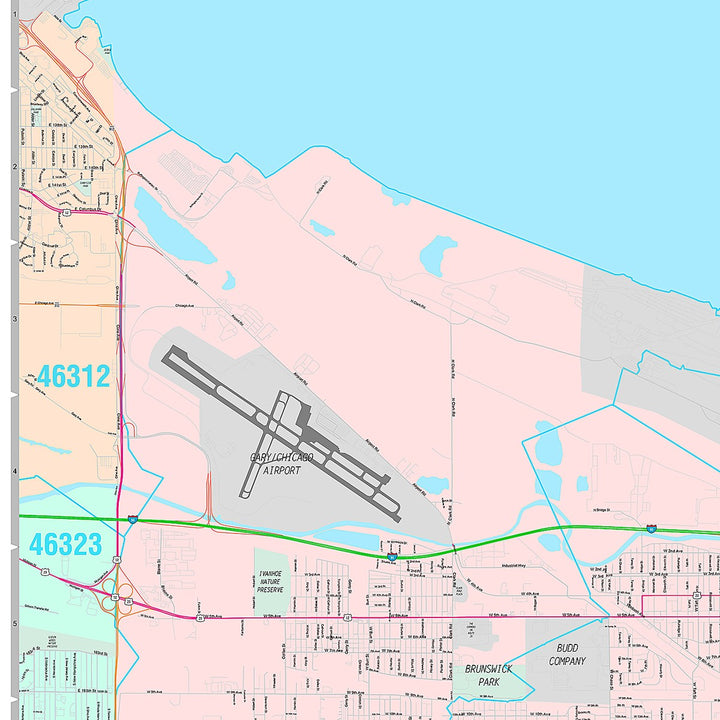 Premium Style Wall Map of Gary, IN