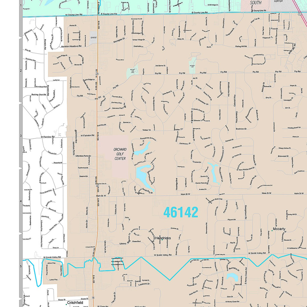 Premium Style Wall Map of Greenwood, IN