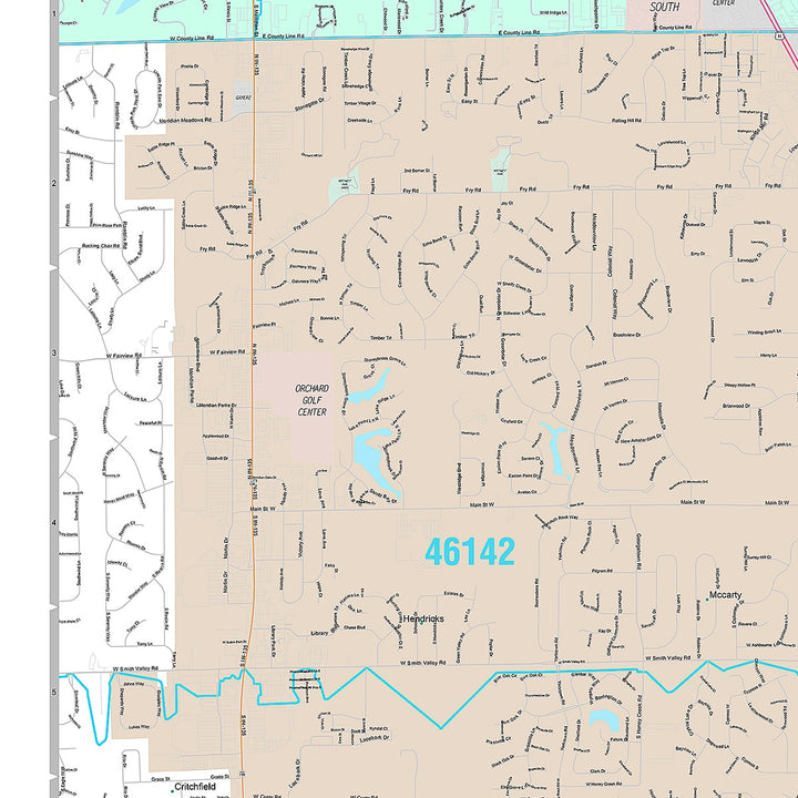 Premium Style Wall Map of Greenwood, IN