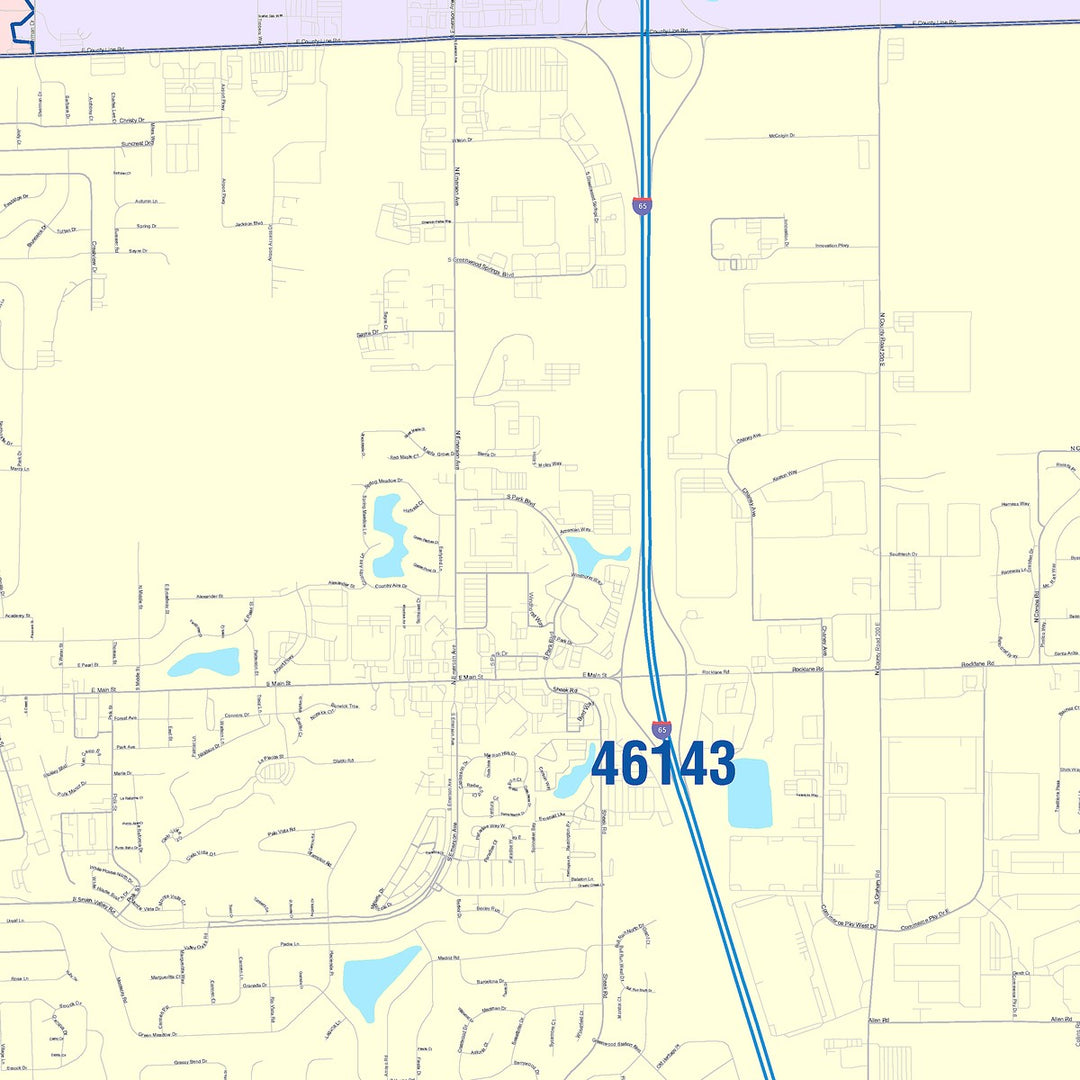 Color Cast Wall Map of Greenwood, IN