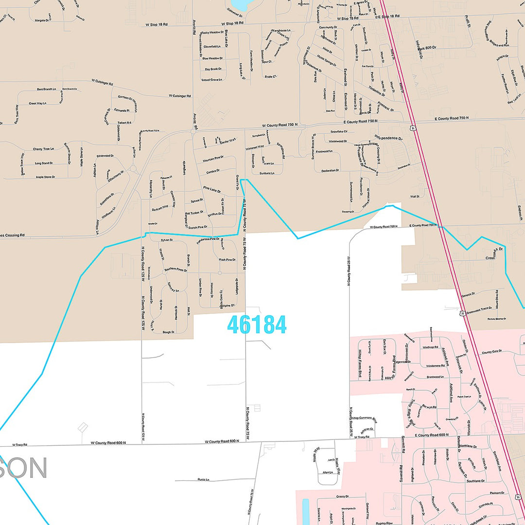 Premium Style Wall Map of Greenwood, IN