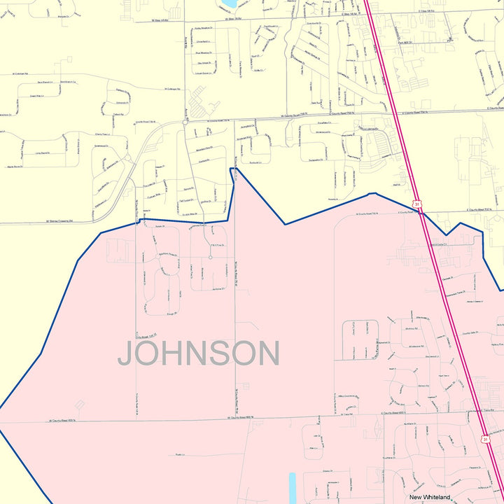 Color Cast Wall Map of Greenwood, IN