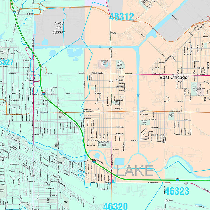 Premium Style Wall Map of Hammond, IN