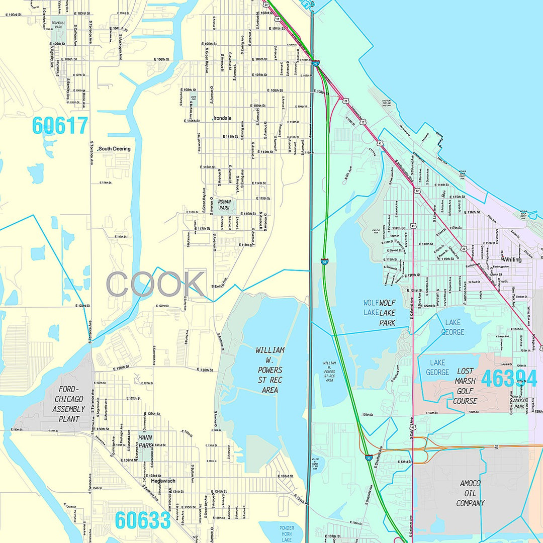 Premium Style Wall Map of Hammond, IN
