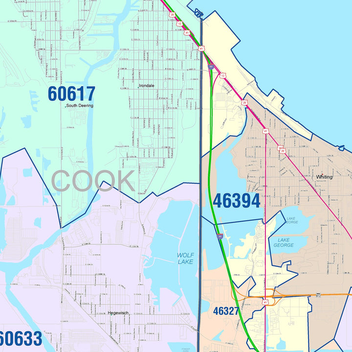 Color Cast Wall Map of Hammond, IN