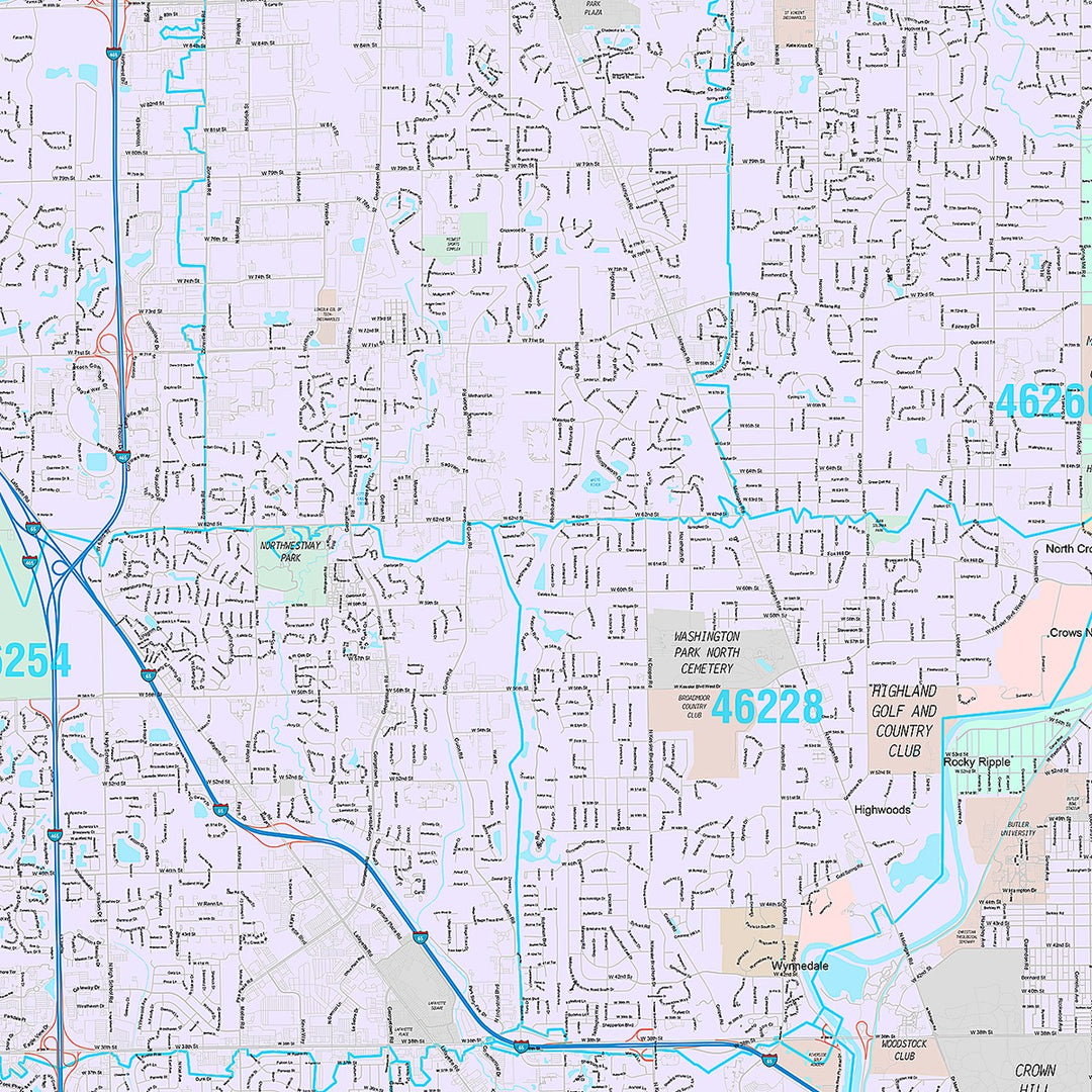 Premium Style Wall Map of Indianapolis IN.
