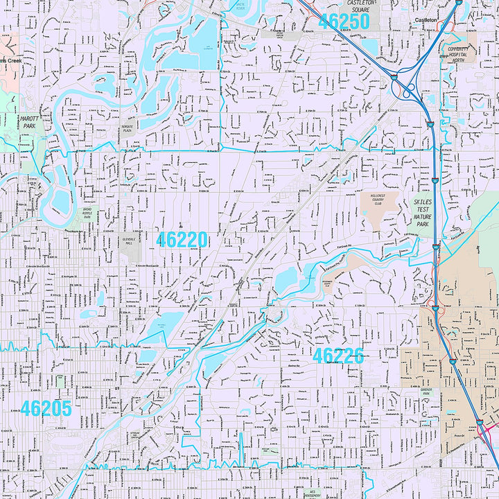 Premium Style Wall Map of Indianapolis IN.