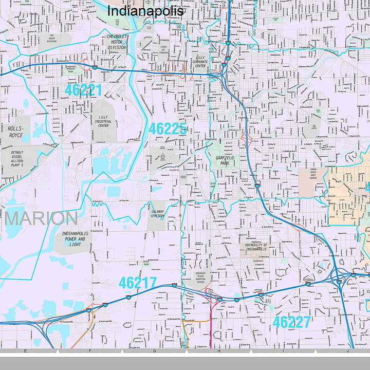 Premium Style Wall Map of Indianapolis IN.