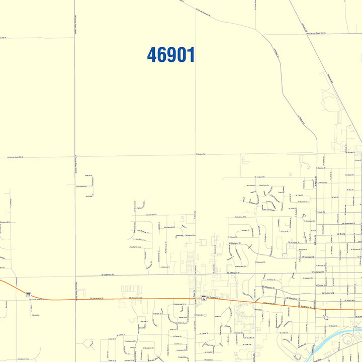 Color Cast Wall Map of Kokomo, IN