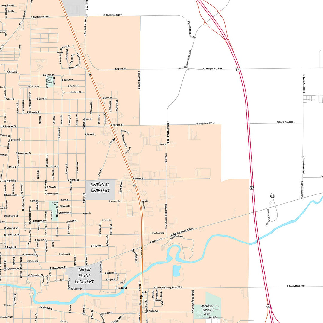 Premium Style Wall Map of Kokomo, IN