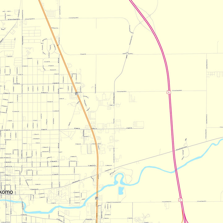 Color Cast Wall Map of Kokomo, IN