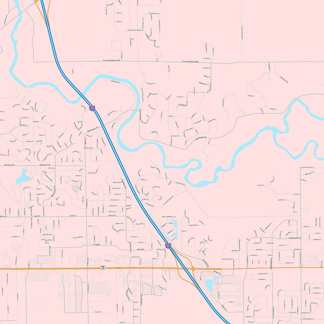 Color Cast Wall Map of Lafayette, IN
