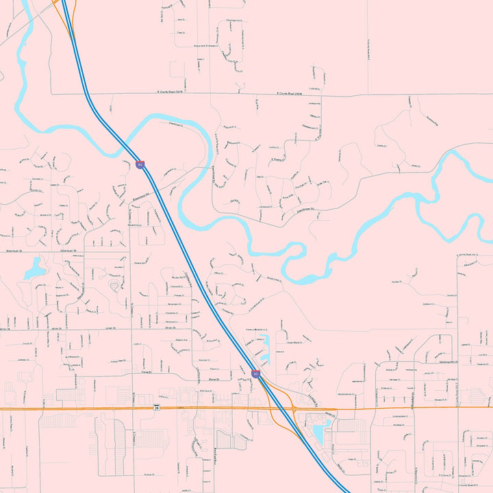 Color Cast Wall Map of Lafayette, IN