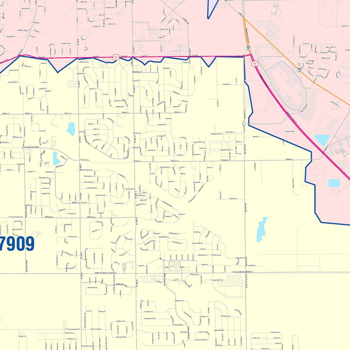 Color Cast Wall Map of Lafayette, IN