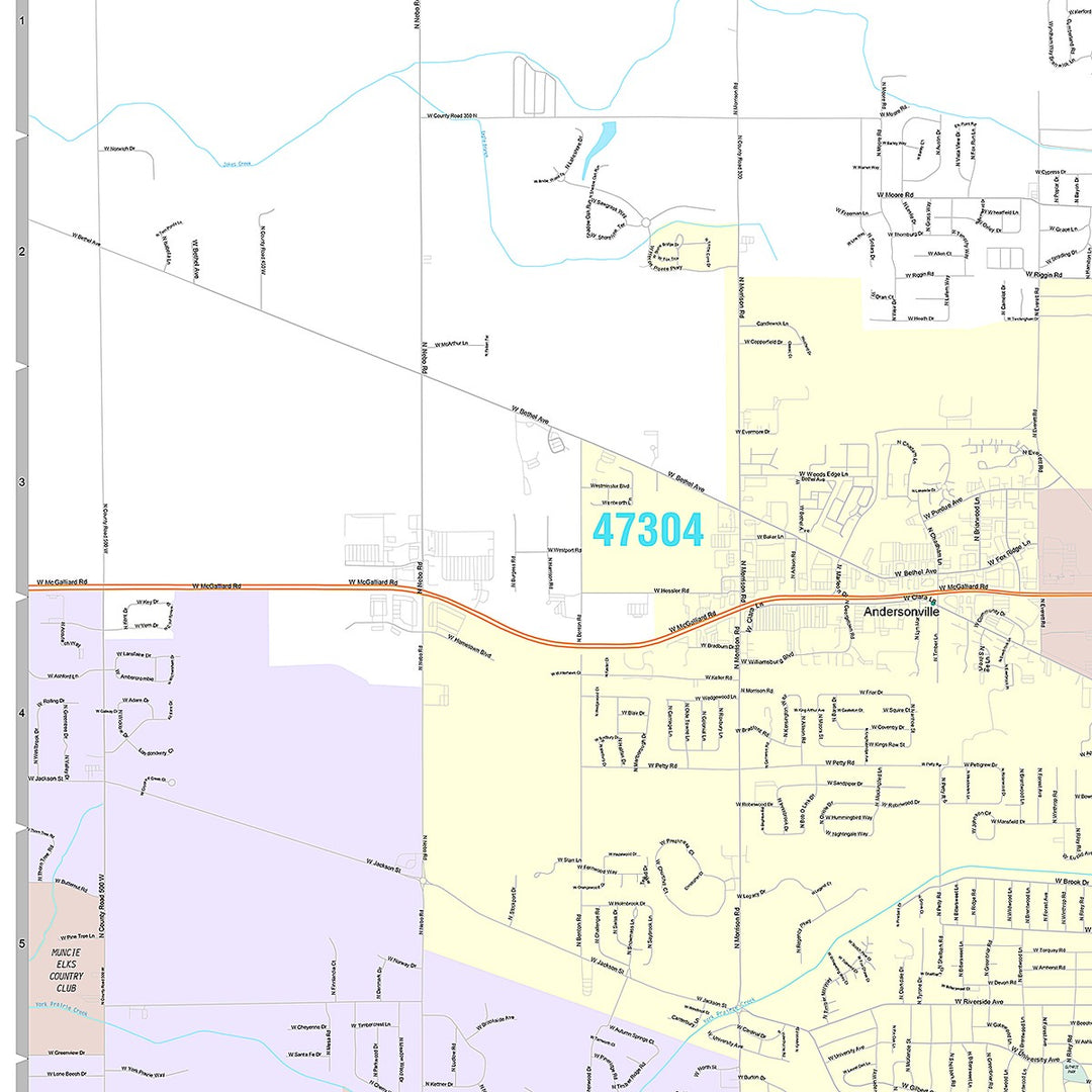 Premium Style Wall Map of Muncie, IN