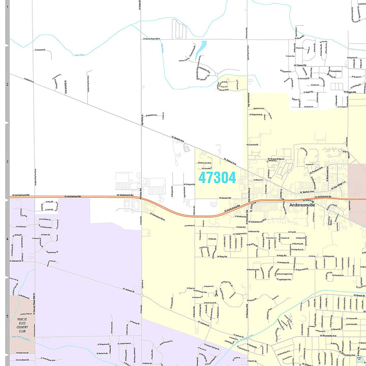Premium Style Wall Map of Muncie, IN