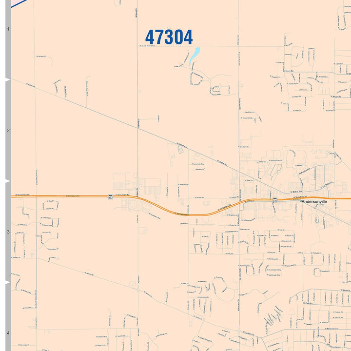 Color Cast Wall Map of Muncie, IN
