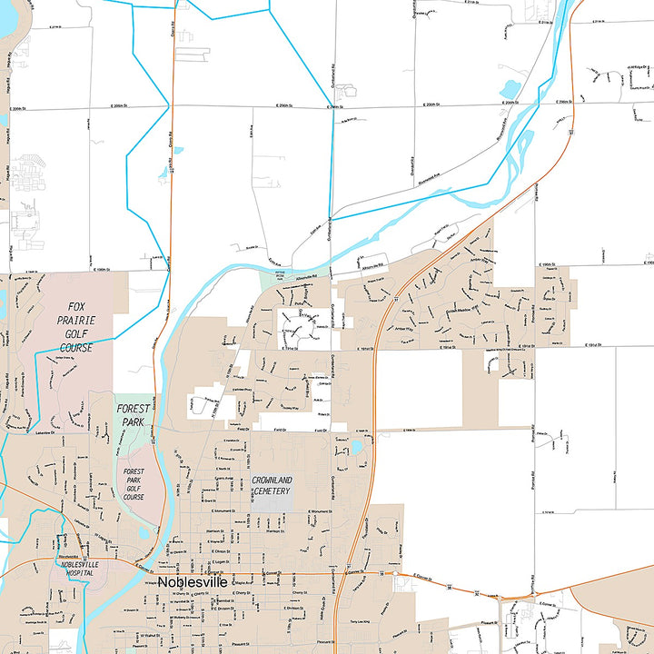 Premium Style Wall Map of Noblesville, IN