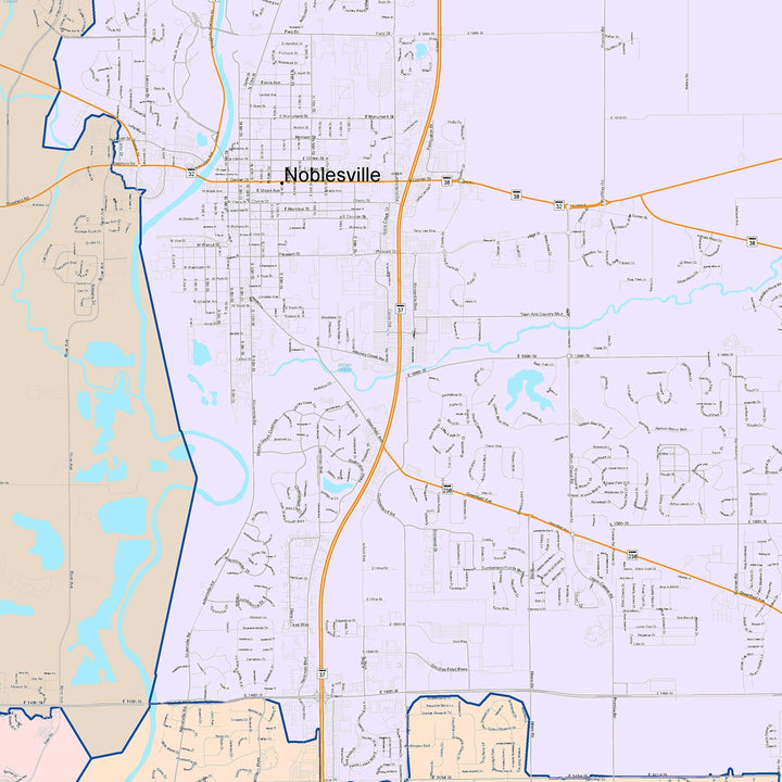 Color Cast Wall Map of Noblesville, IN