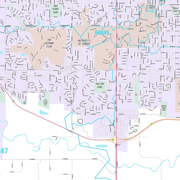 Premium Style Wall Map of Lawrence, KS