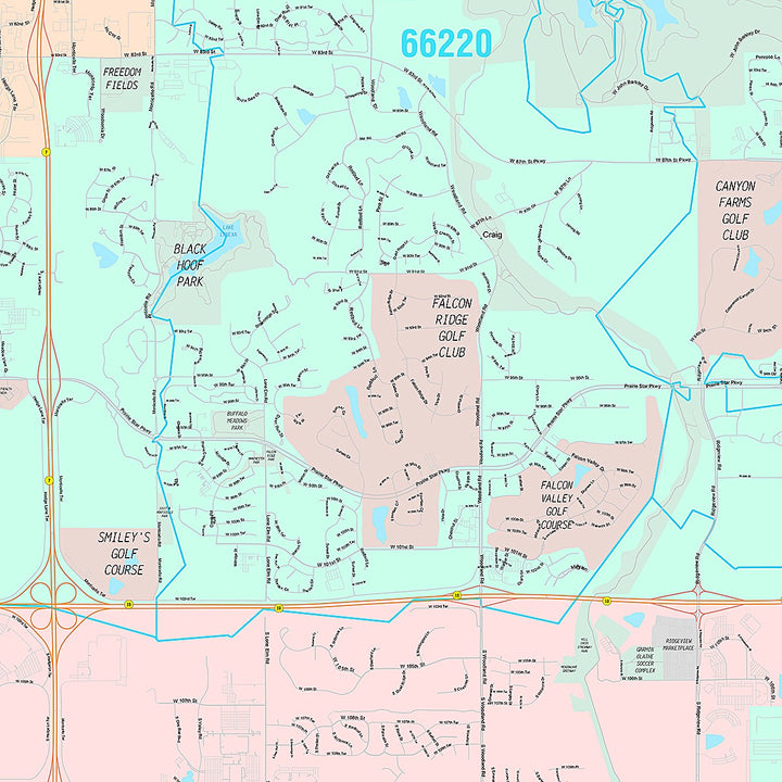 Premium Style Wall Map of Lenexa, KS