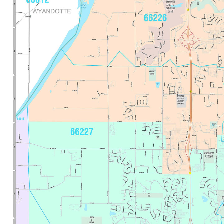 Premium Style Wall Map of Lenexa, KS