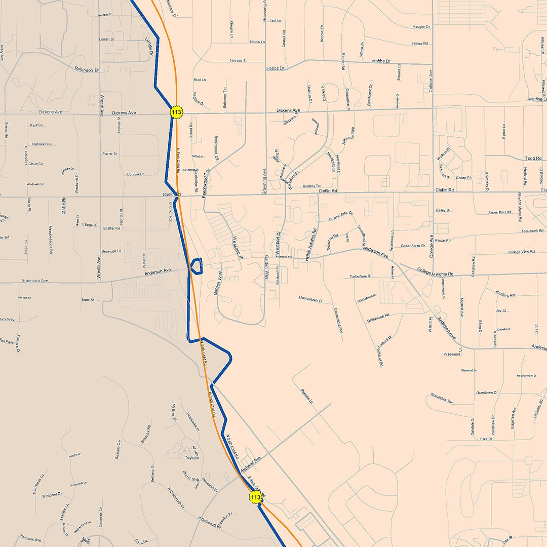 Color Cast Zip Code Style Wall Map of Manhattan, KS