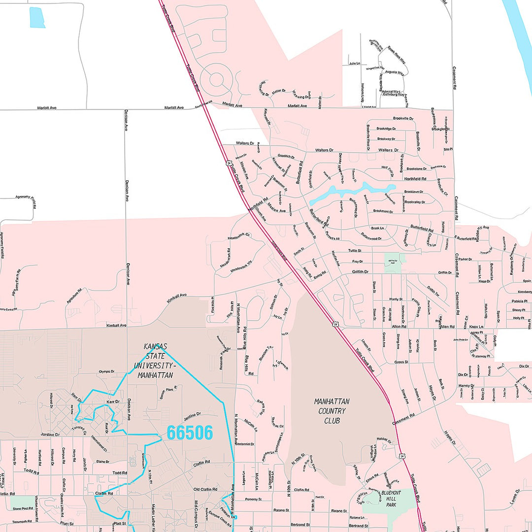 Premium Style Wall Map of Manhattan, KS