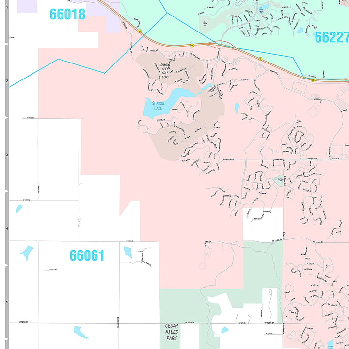 Premium Style Wall Map of Olathe, KS