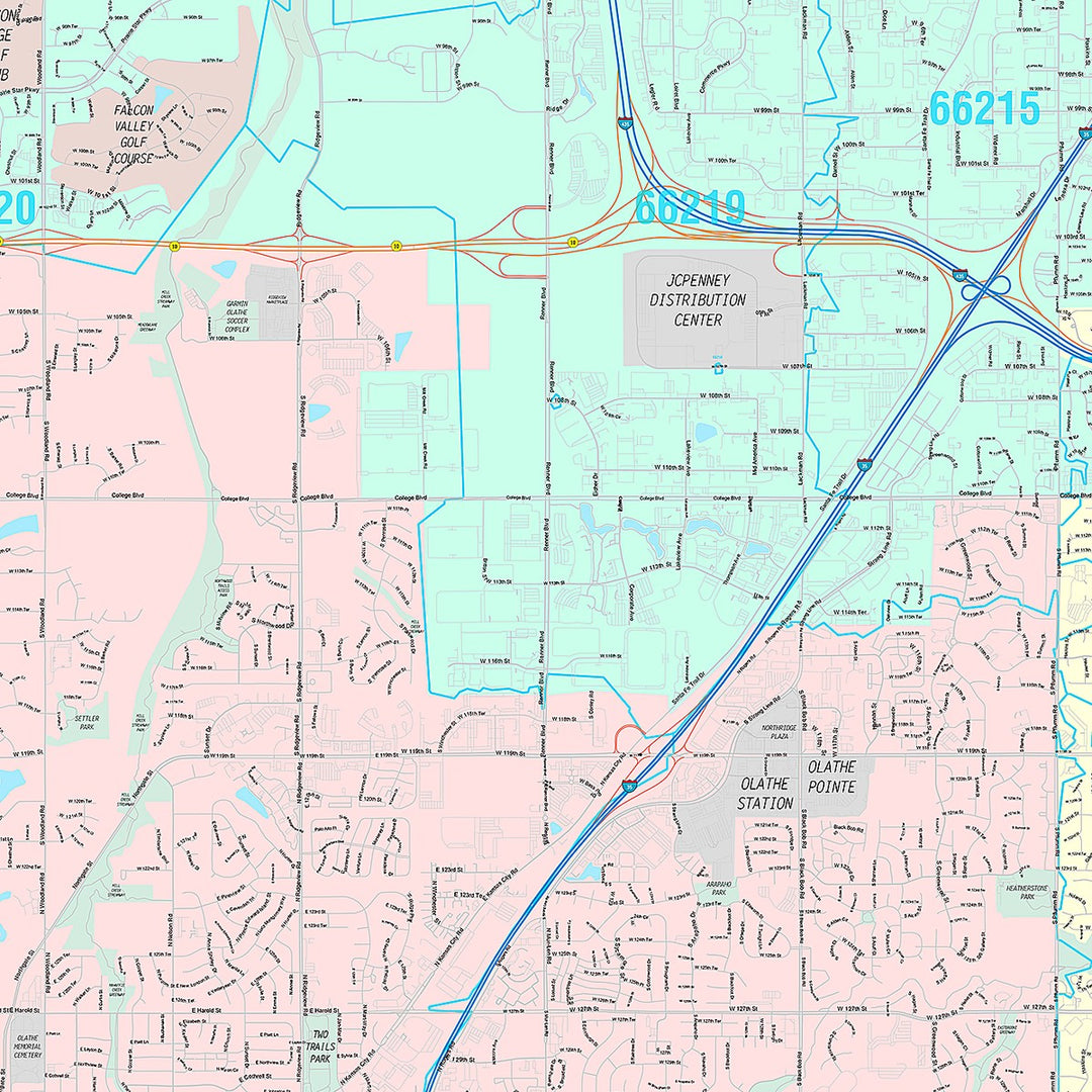 Premium Style Wall Map of Olathe, KS