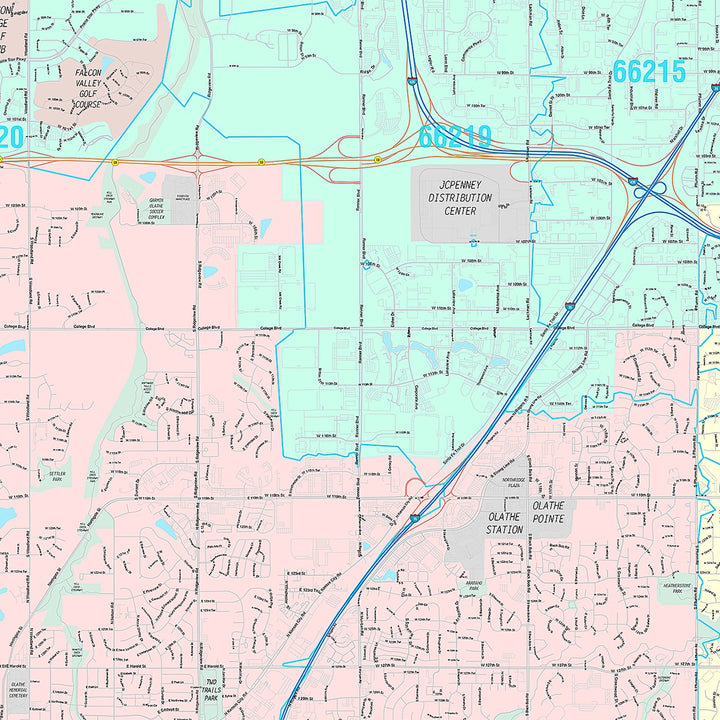 Premium Style Wall Map of Olathe, KS