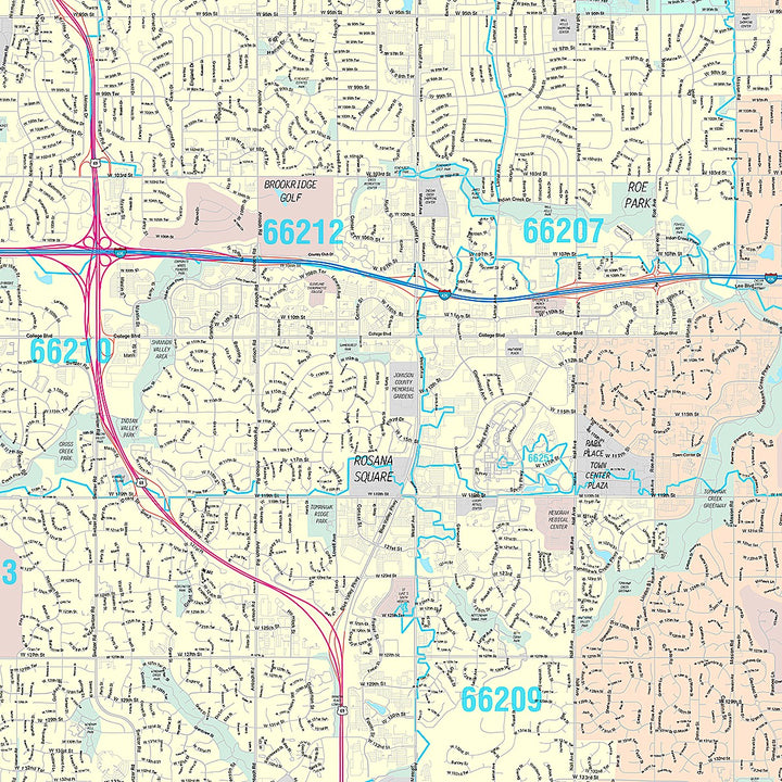 Premium Style Wall Map of Overland Park KS