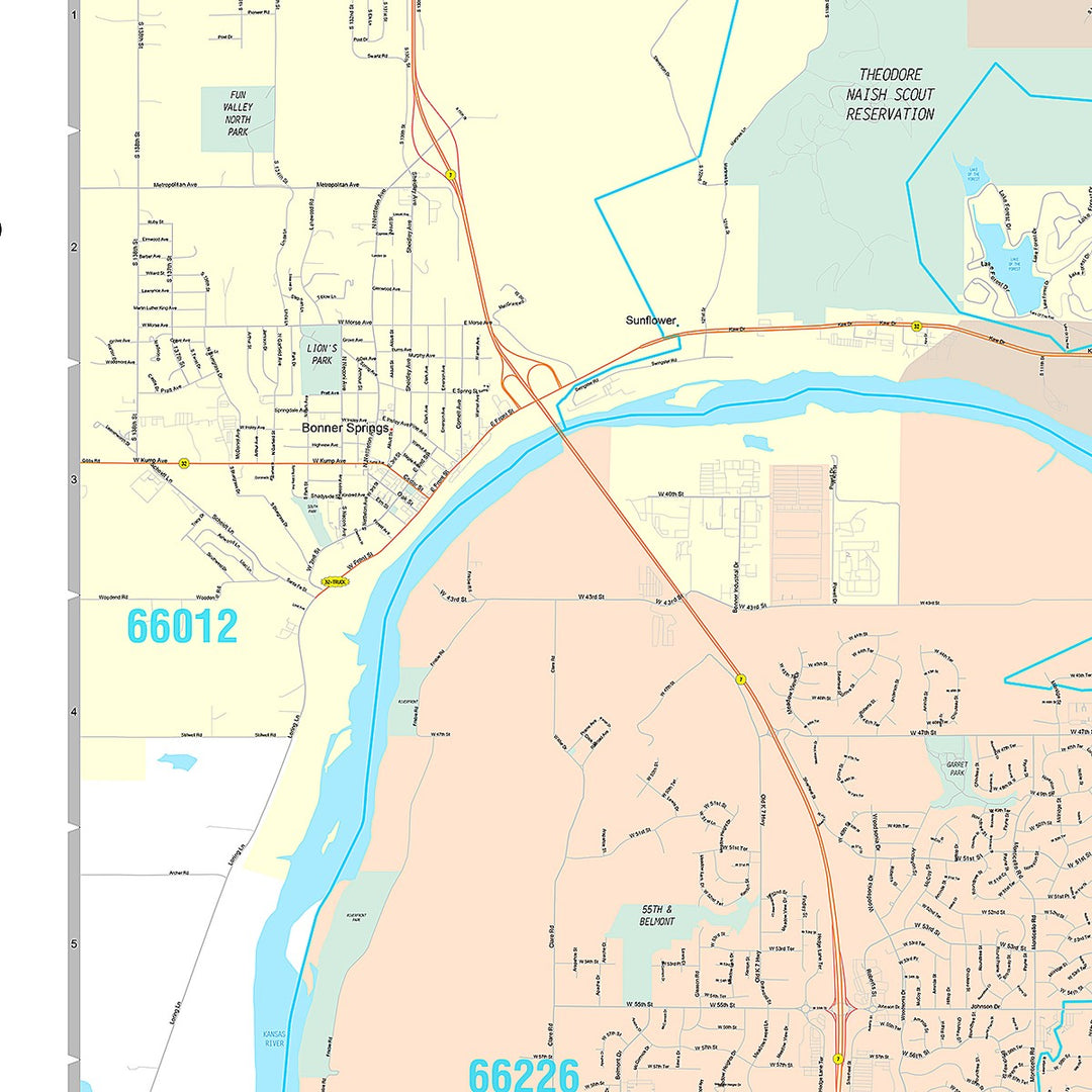 Premium Style Wall Map of Shawnee, KS