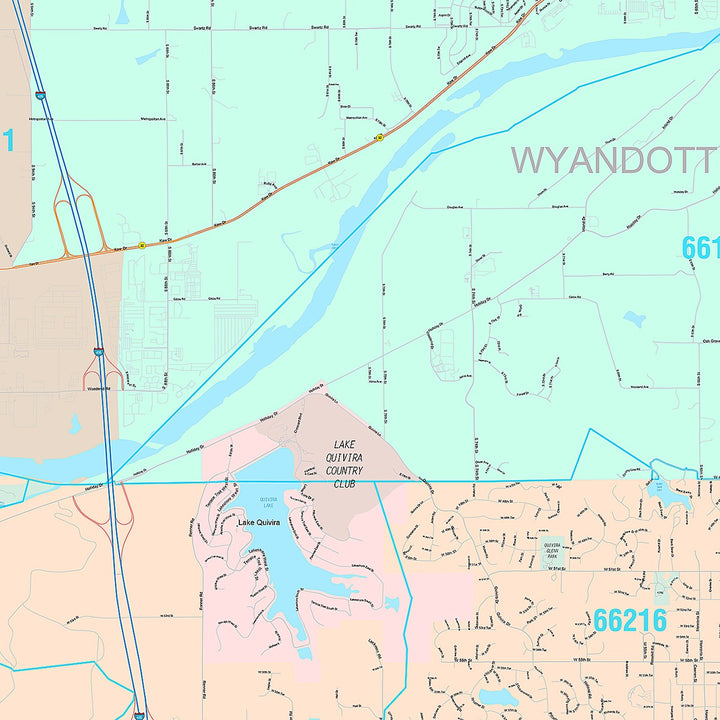 Premium Style Wall Map of Shawnee, KS