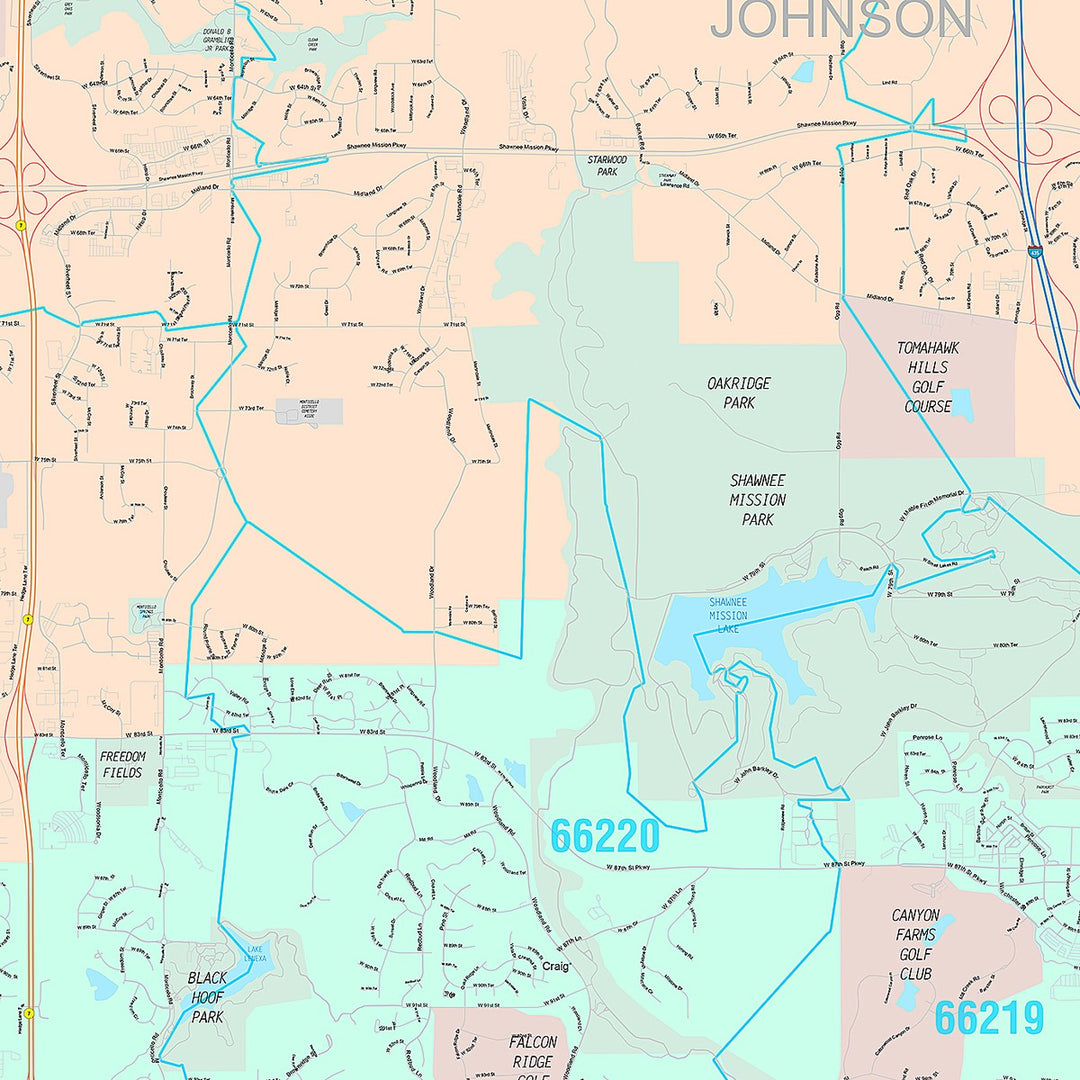 Premium Style Wall Map of Shawnee, KS