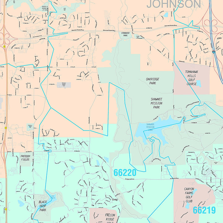 Premium Style Wall Map of Shawnee, KS