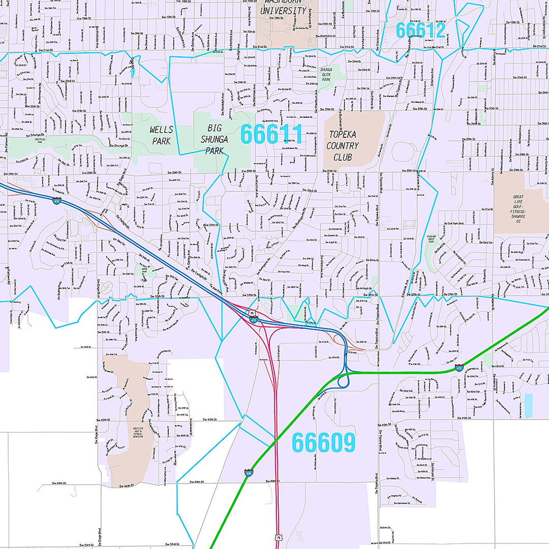 Premium Style Wall Map of Topeka, KS
