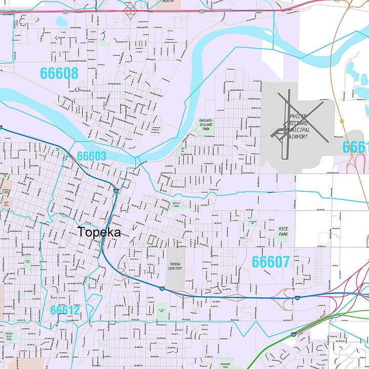 Premium Style Wall Map of Topeka, KS