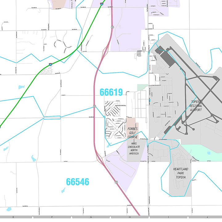 Premium Style Wall Map of Topeka, KS