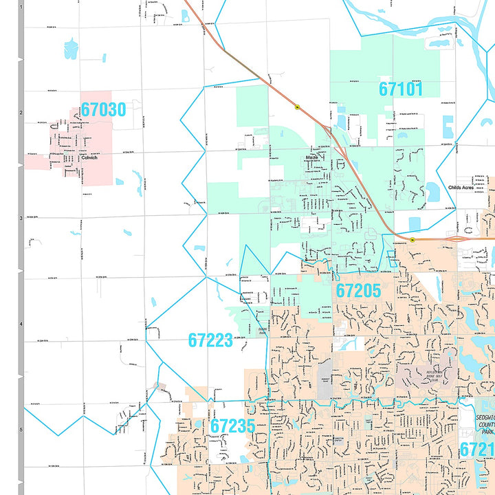 Premium Style Wall Map of Wichita KS